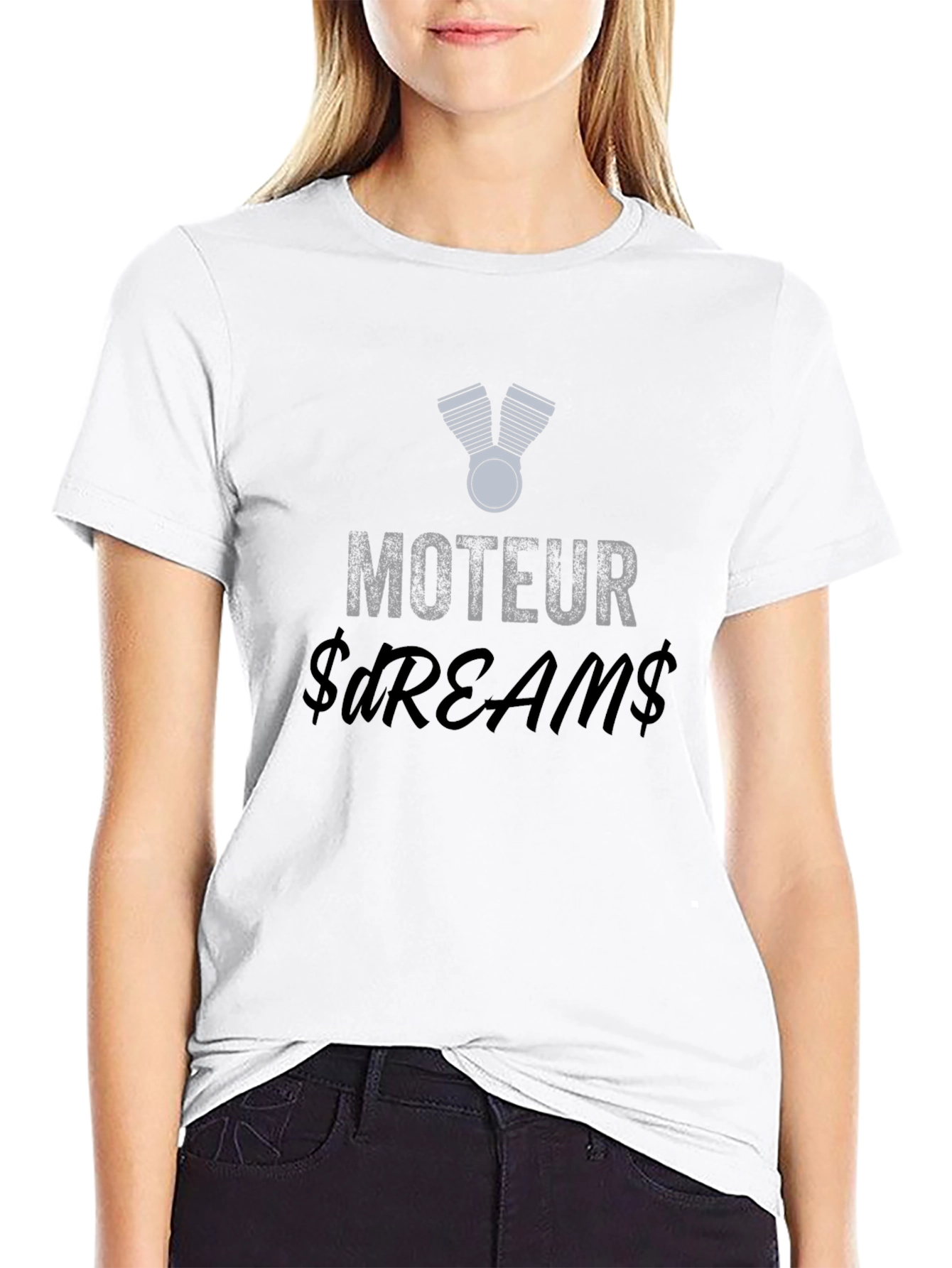 Moteur Dreams Graphic Tee - Black Cotton T-Shirt