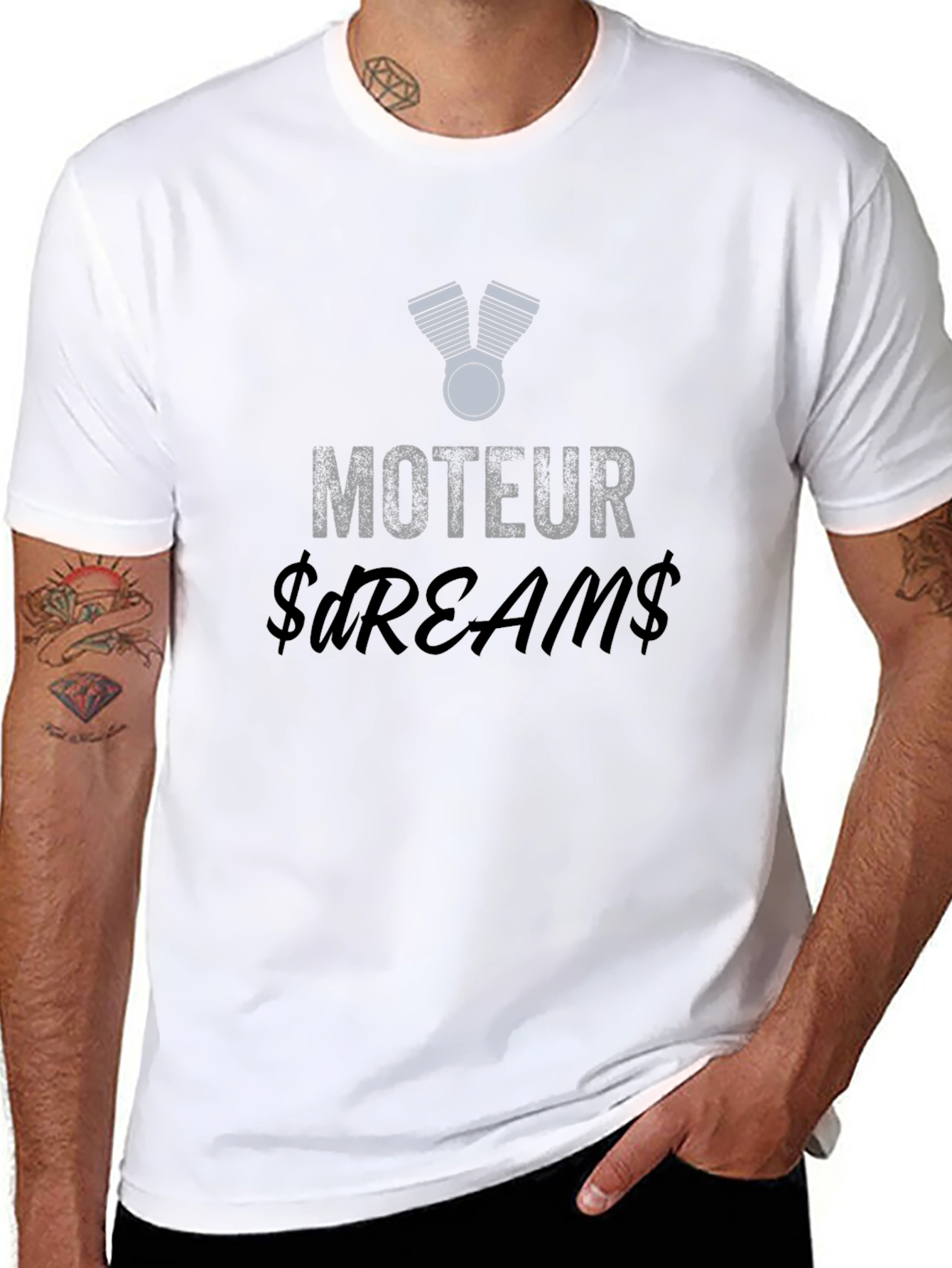 Moteur Dreams Graphic Tee - Black Cotton T-Shirt