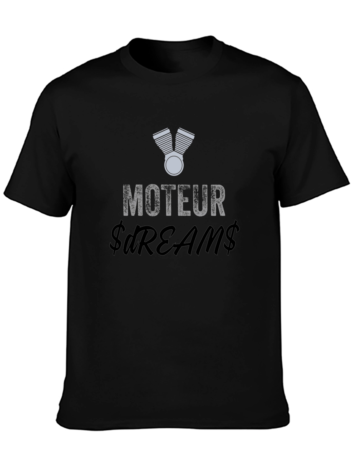 Moteur Dreams Graphic Tee - Black Cotton T-Shirt