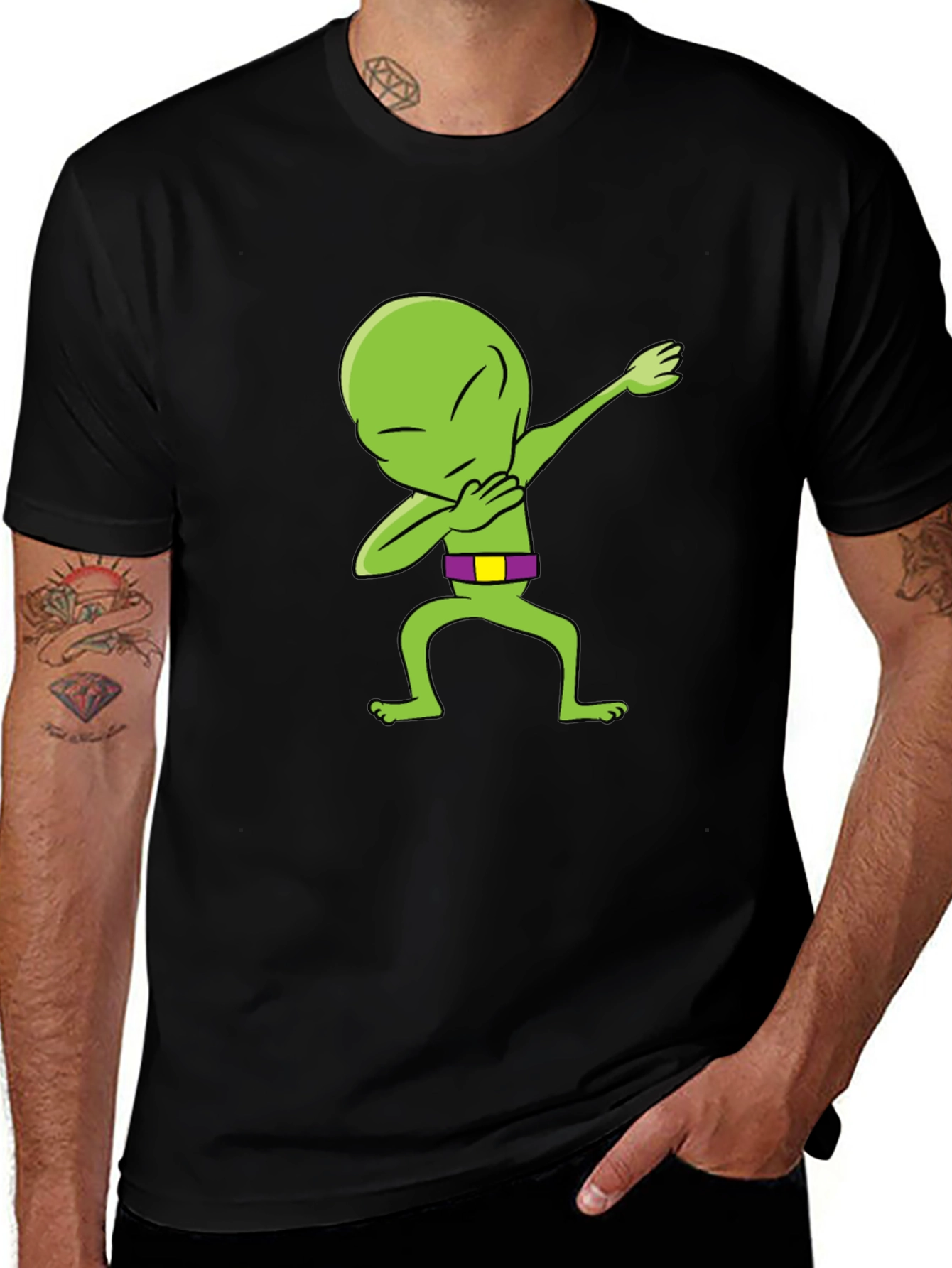 Dabbing Alien Graphic Tee - Mens Black T-Shirt