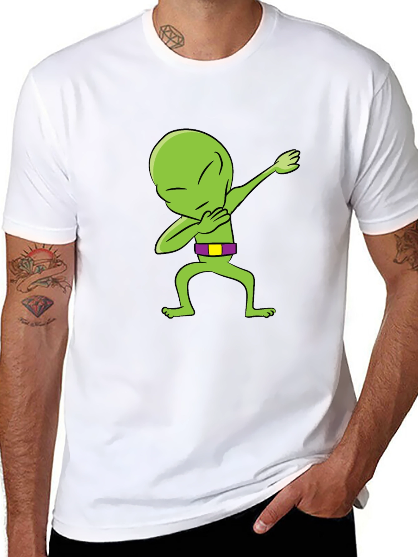 Dabbing Alien Graphic Tee - Mens Black T-Shirt