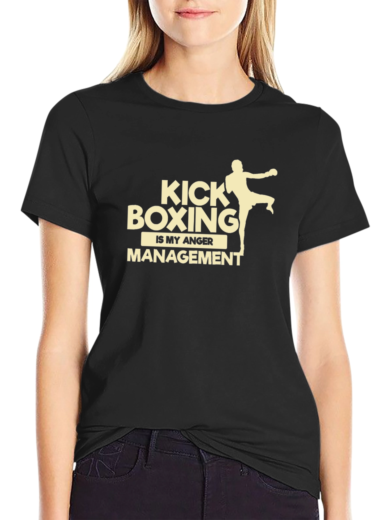 Kickboxing Anger Management Black Graphic T-Shirt