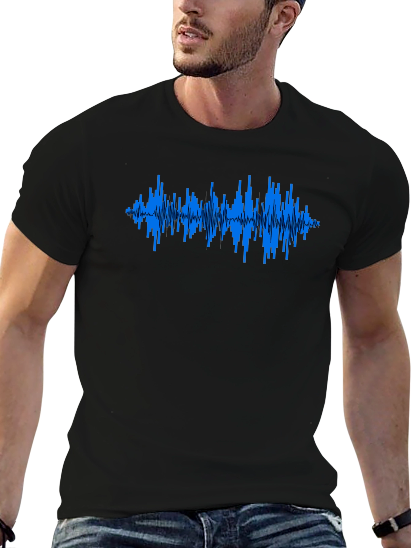 Soundwave Graphic T-Shirt - Black Crew Neck Tee