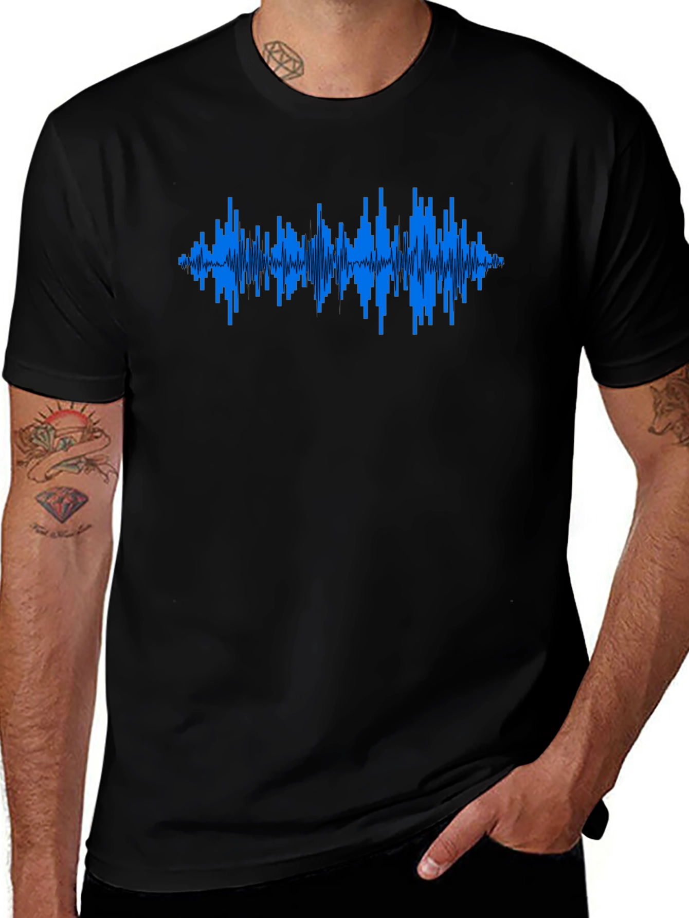 Soundwave Graphic T-Shirt - Black Crew Neck Tee