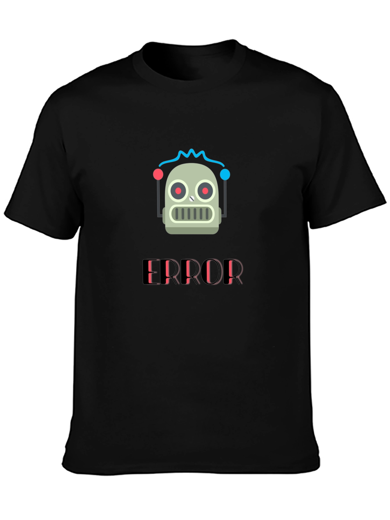Error Robot Graphic T-Shirt - Black Cotton Tee