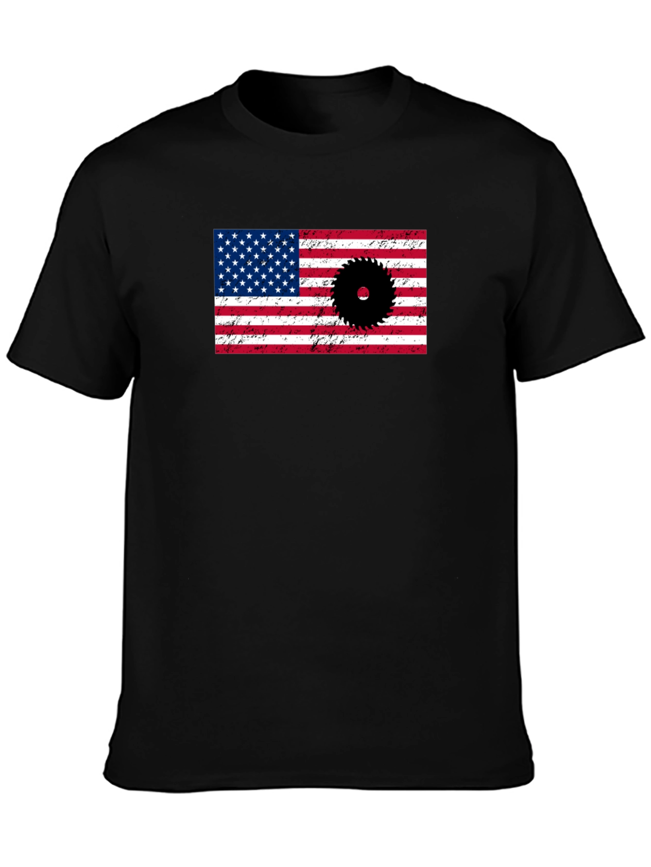 American Flag Saw Blade Graphic T-Shirt