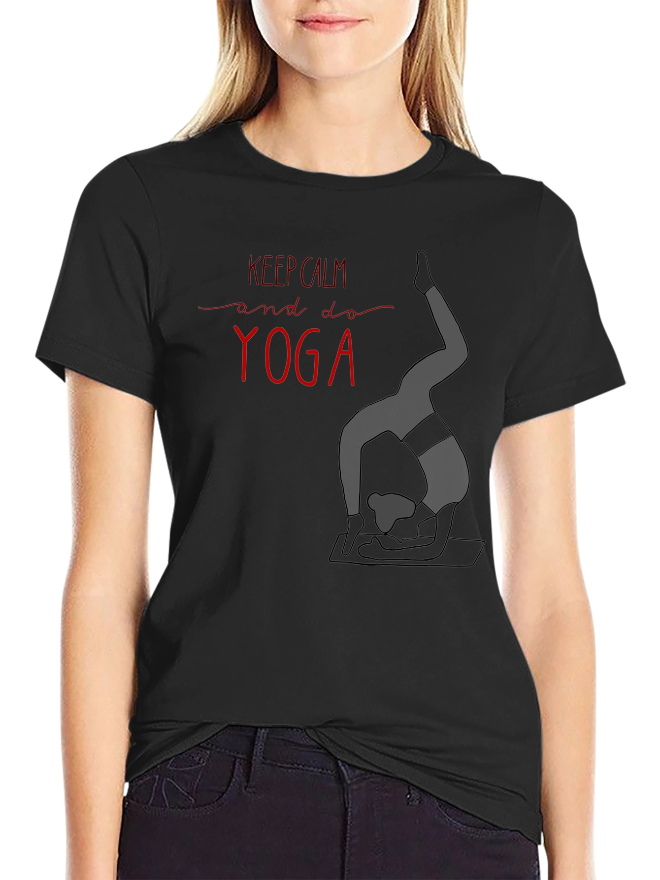 Keep Calm and Do Yoga Black Graphic Tee