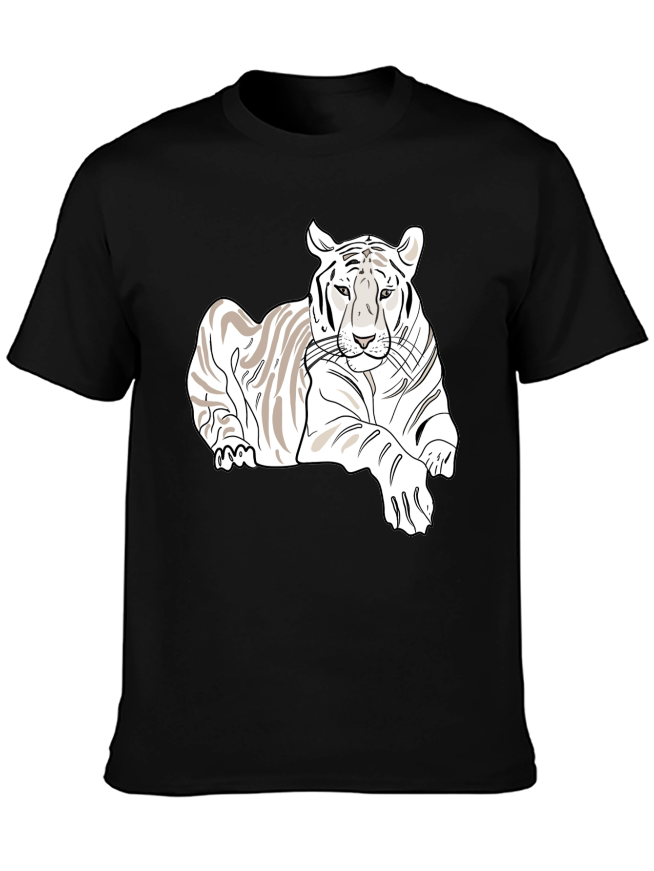 White Tiger Graphic Tee - Stylish Mens Black T-Shirt