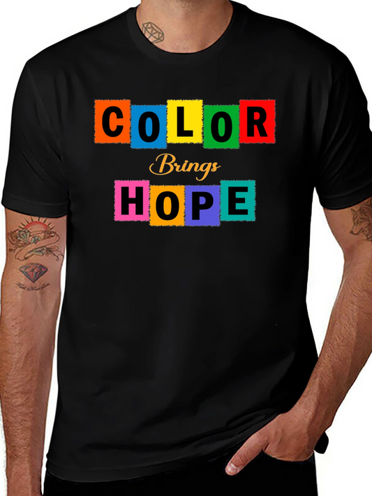 Colorful Hope Graphic Print Black T-Shirt