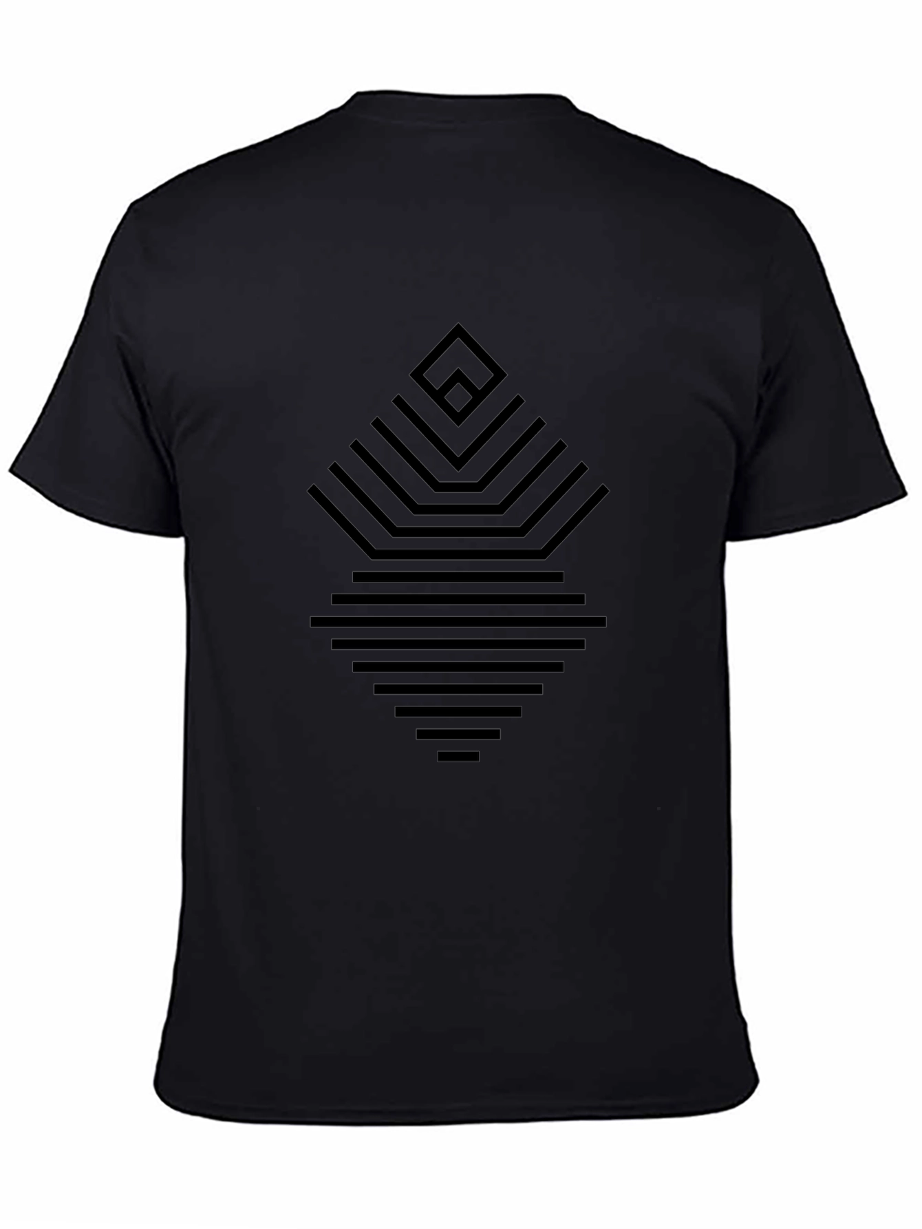 Geometric Line Art Black T-Shirt for Men