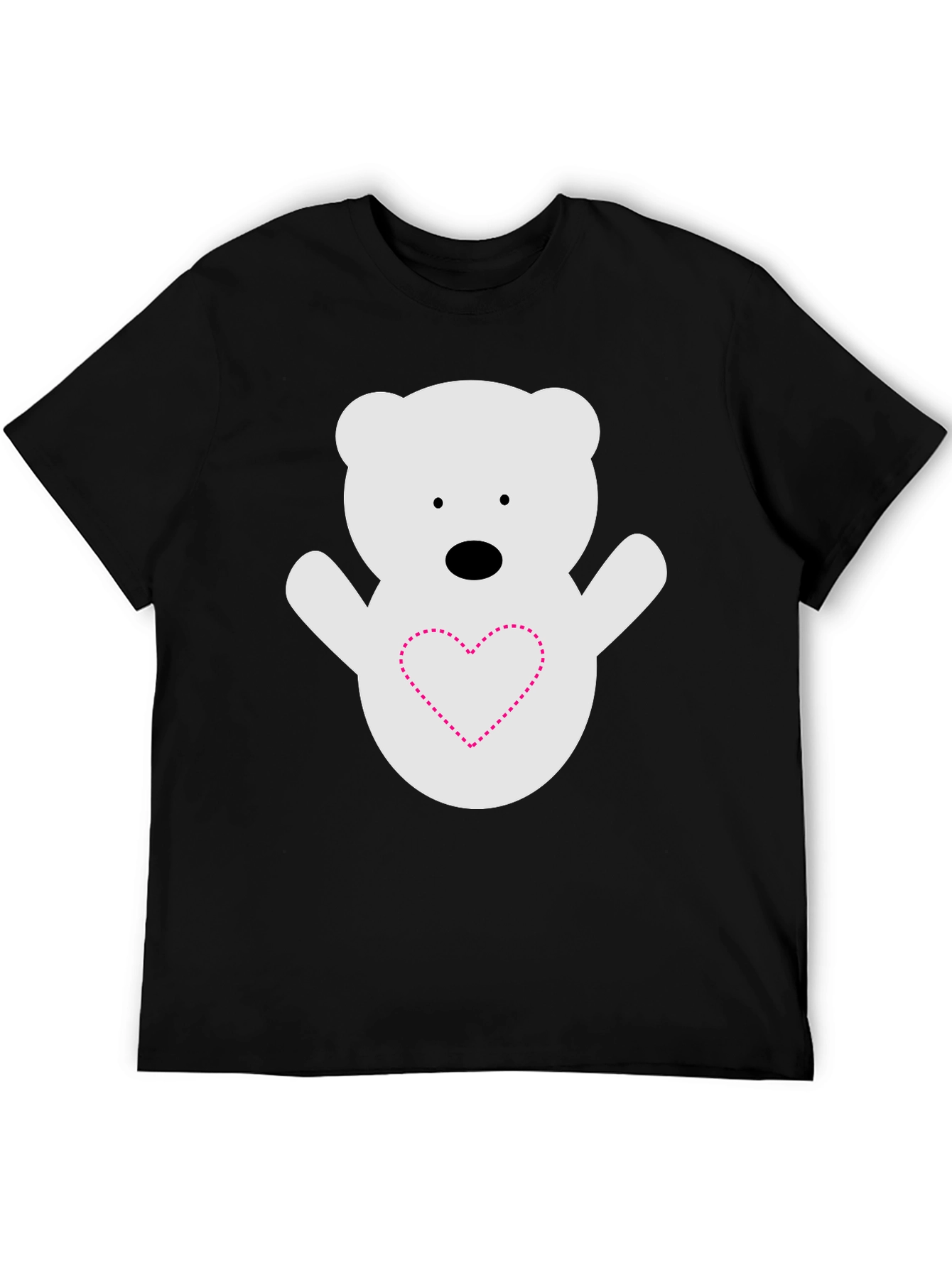 Cute Bear Heart T-Shirt - Black
