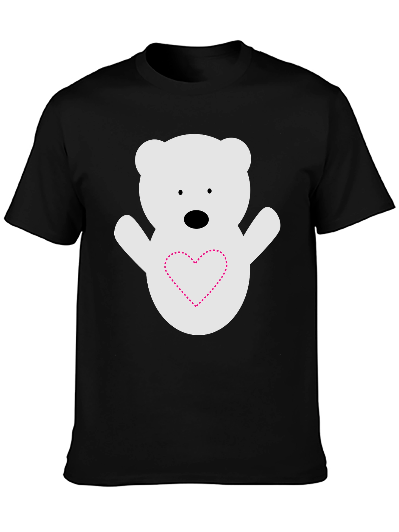 Cute Bear Heart T-Shirt - Black