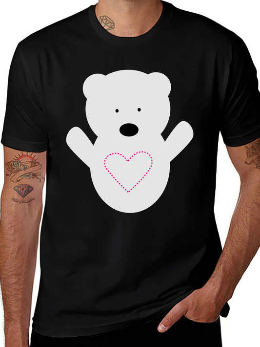 Cute Bear Heart T-Shirt - Black