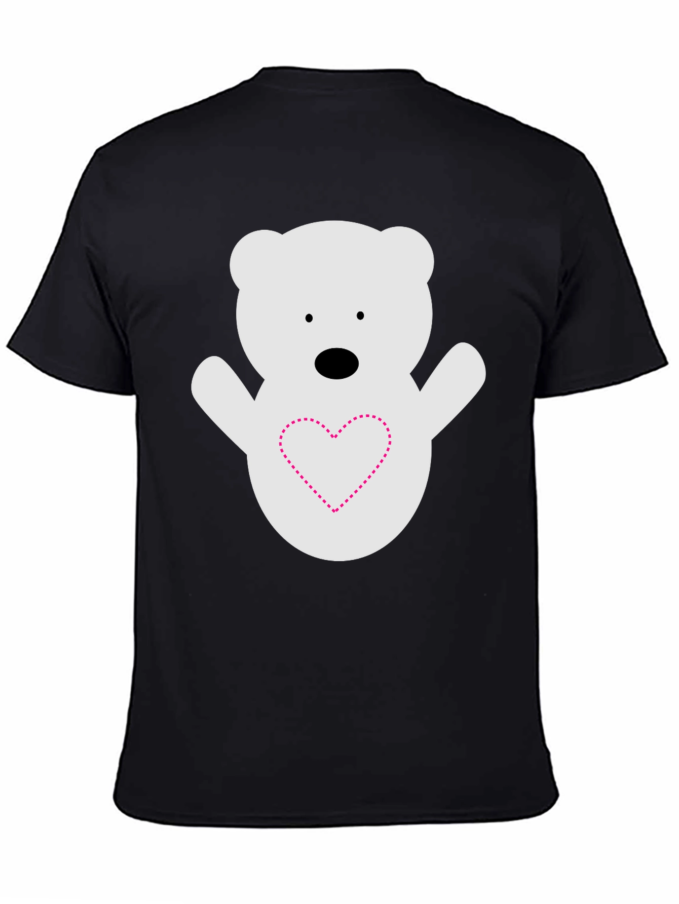 Cute Bear Heart T-Shirt - Black