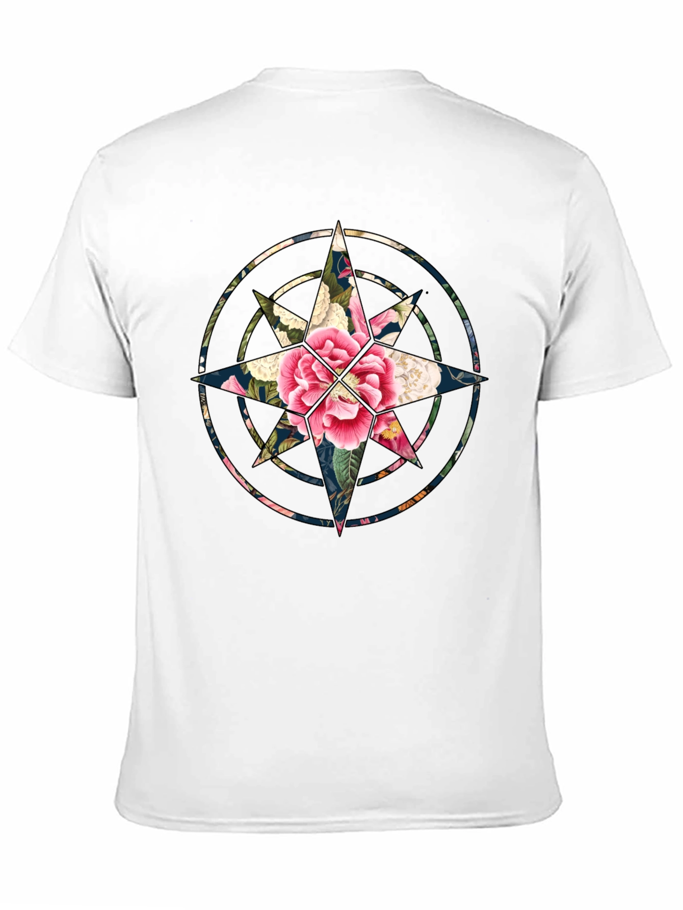 Floral Compass Black T-Shirt
