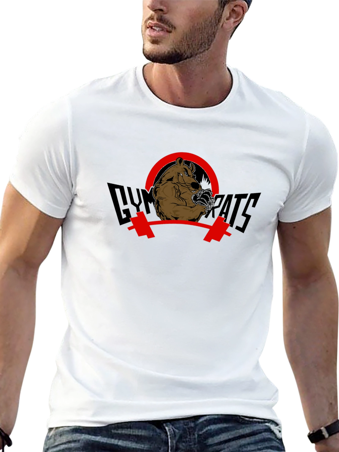 Gym Rats Graphic Tee - Bear Weightlifting Design