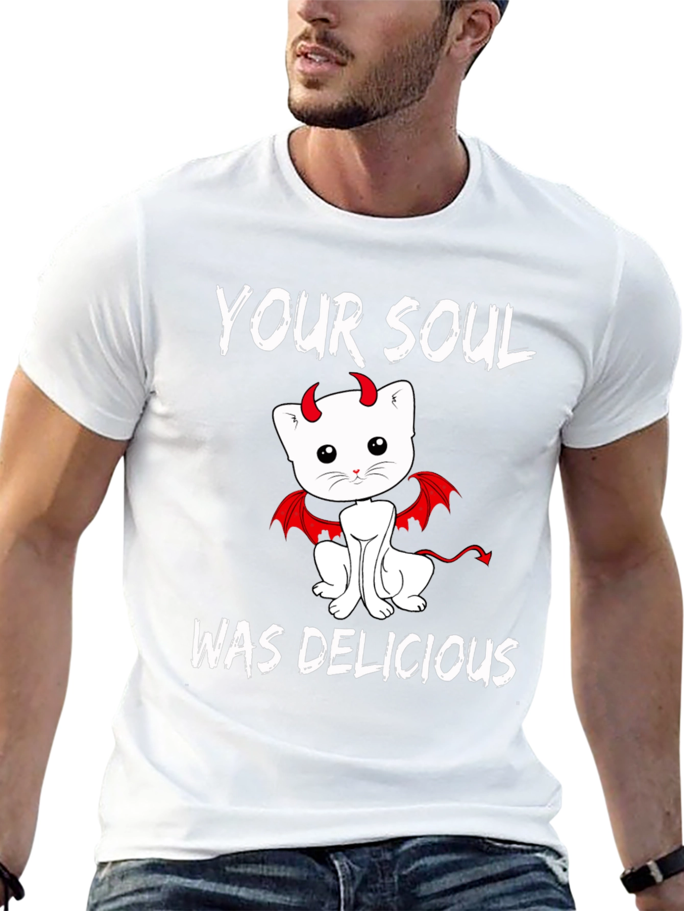 Your Soul Was Delicious Devil Cat Graphic Tee