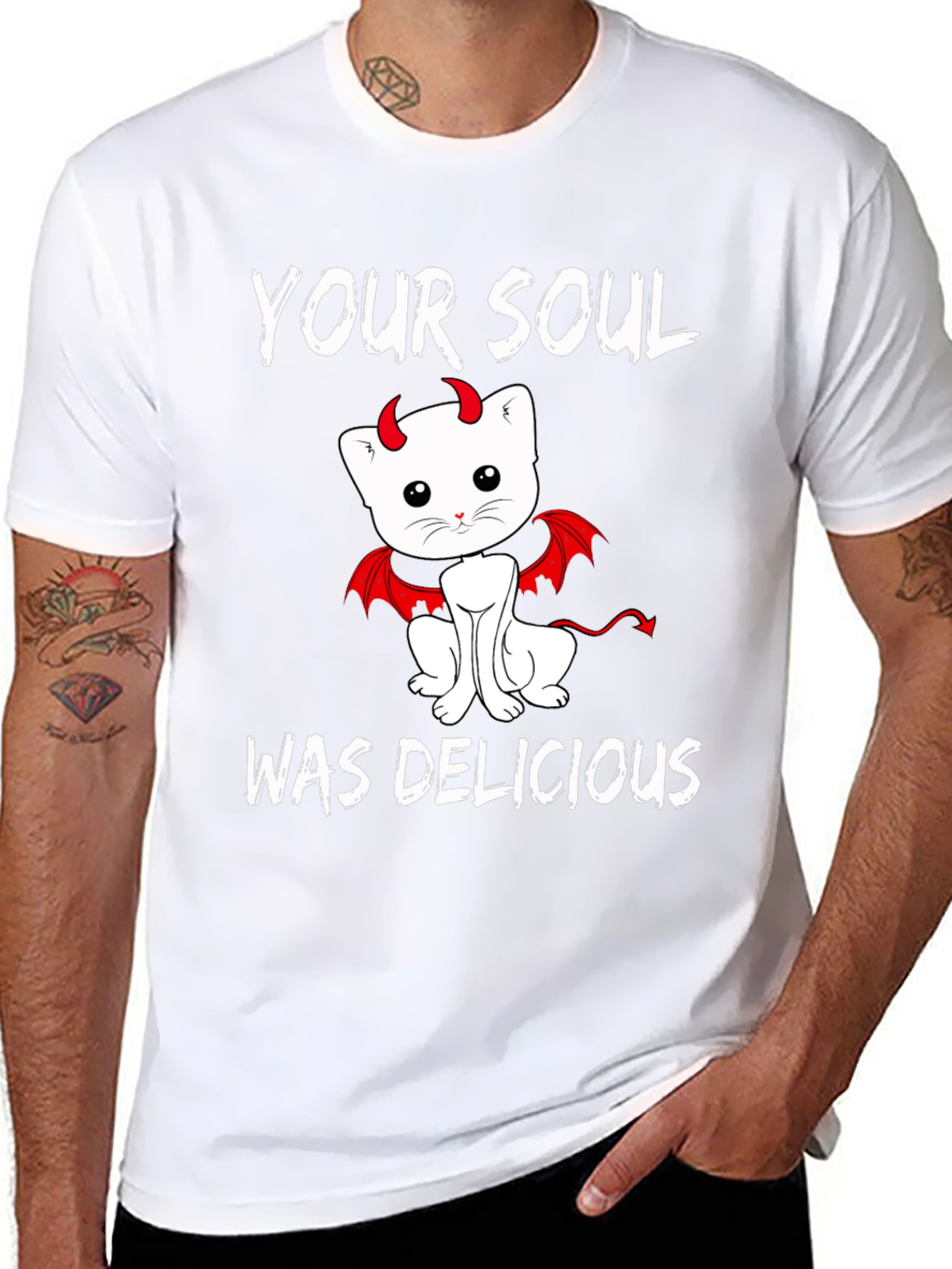 Your Soul Was Delicious Devil Cat Graphic Tee