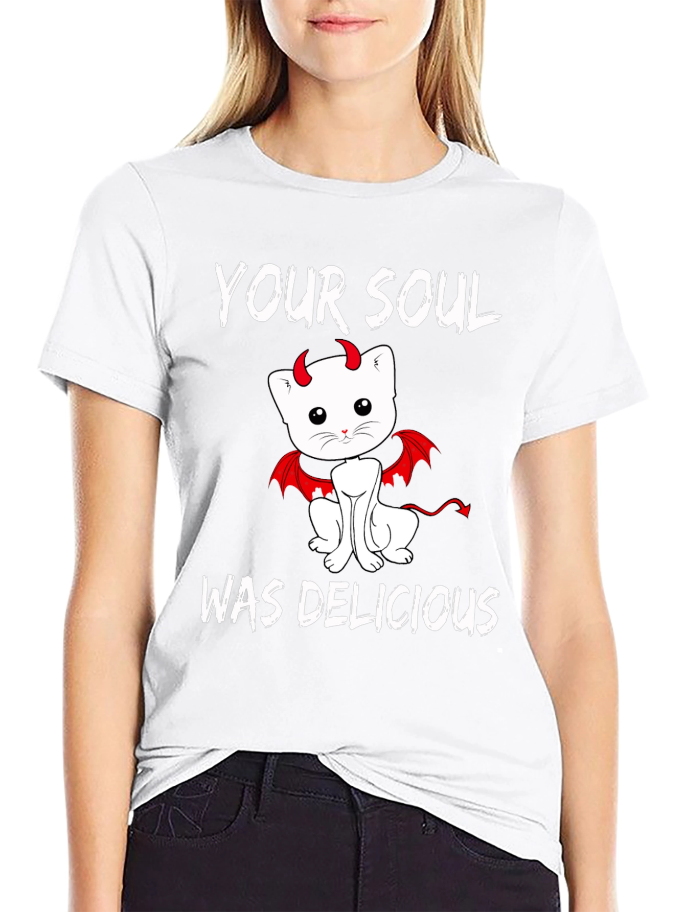 Your Soul Was Delicious Devil Cat Graphic Tee
