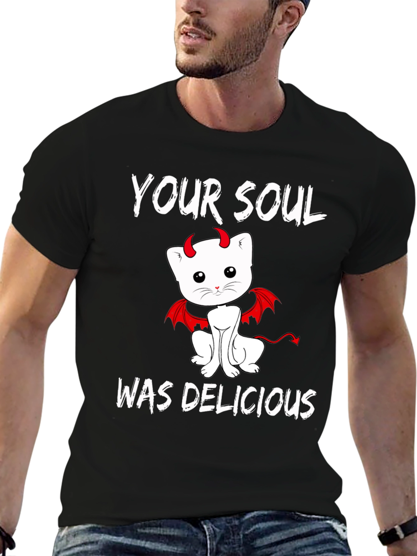 Your Soul Was Delicious Devil Cat Graphic Tee