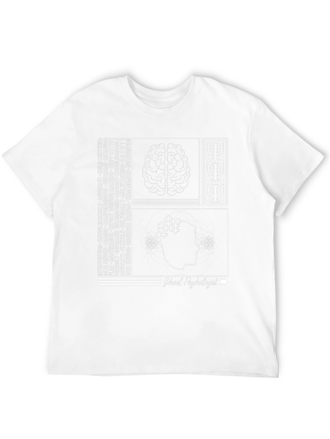 School Psychologist T-Shirt - Brain & Puzzle Design
