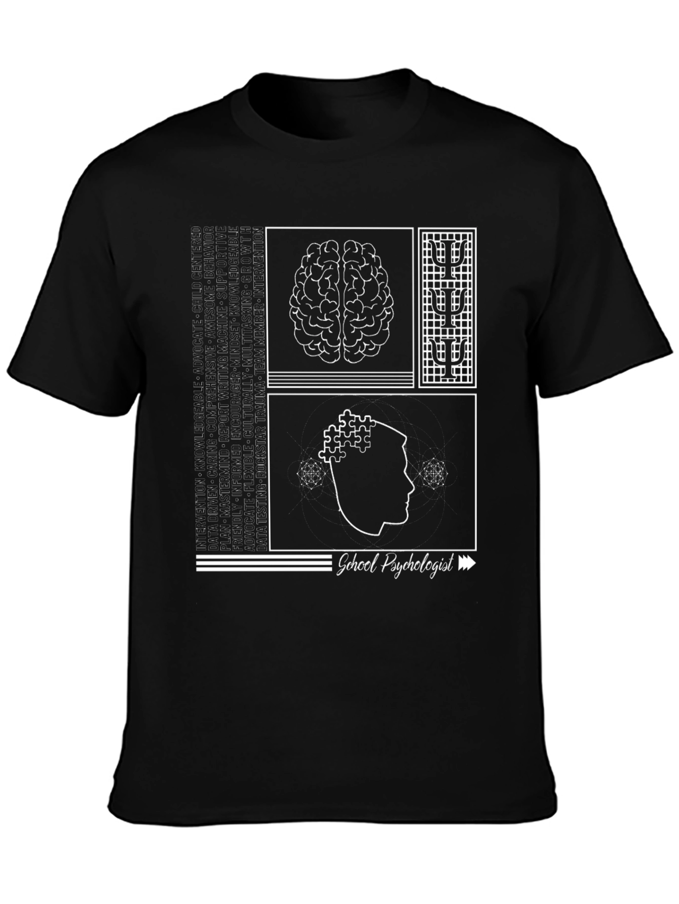 School Psychologist T-Shirt - Brain & Puzzle Design