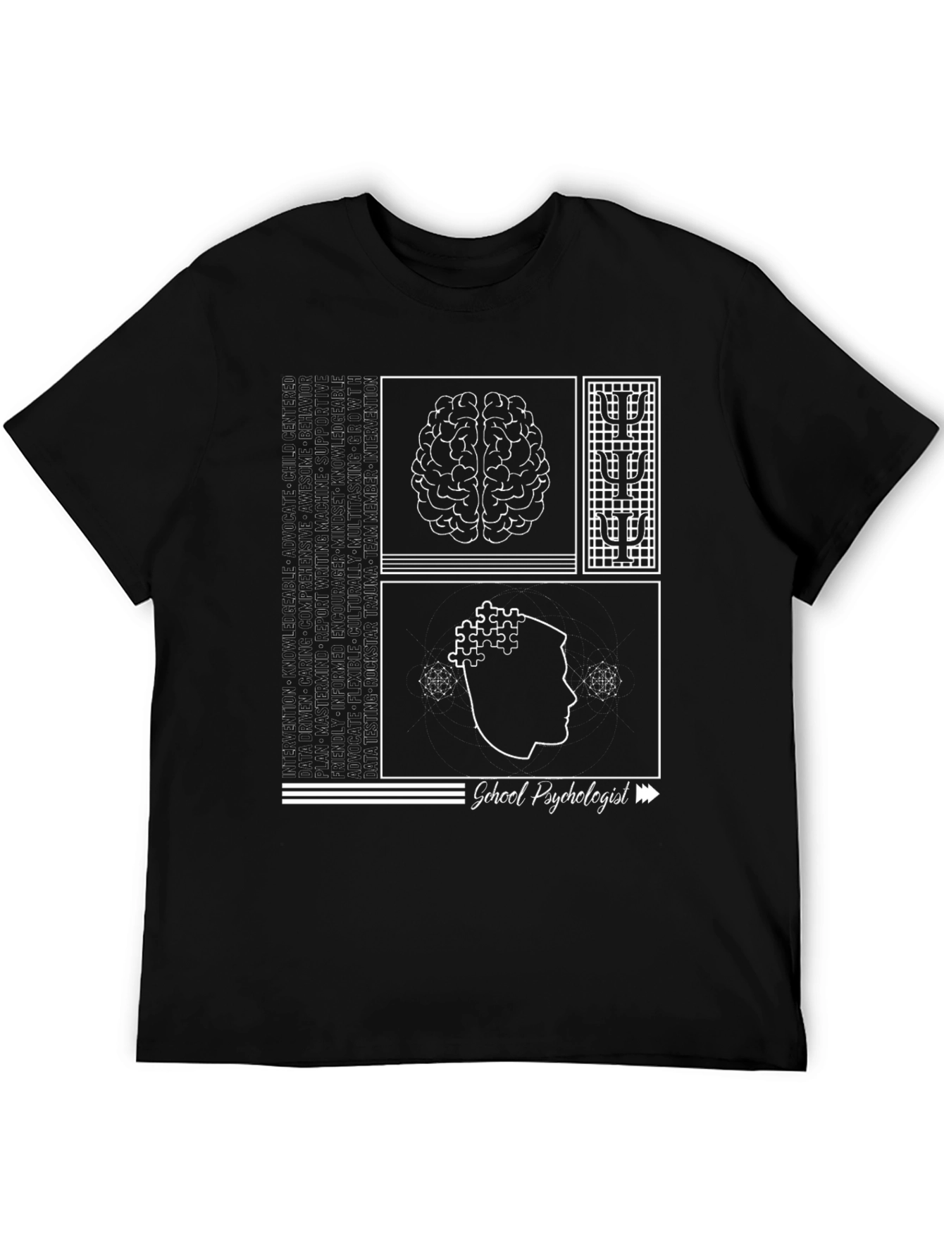 School Psychologist T-Shirt - Brain & Puzzle Design