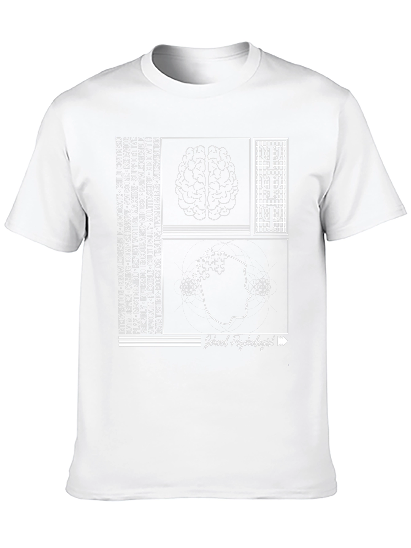 School Psychologist T-Shirt - Brain & Puzzle Design