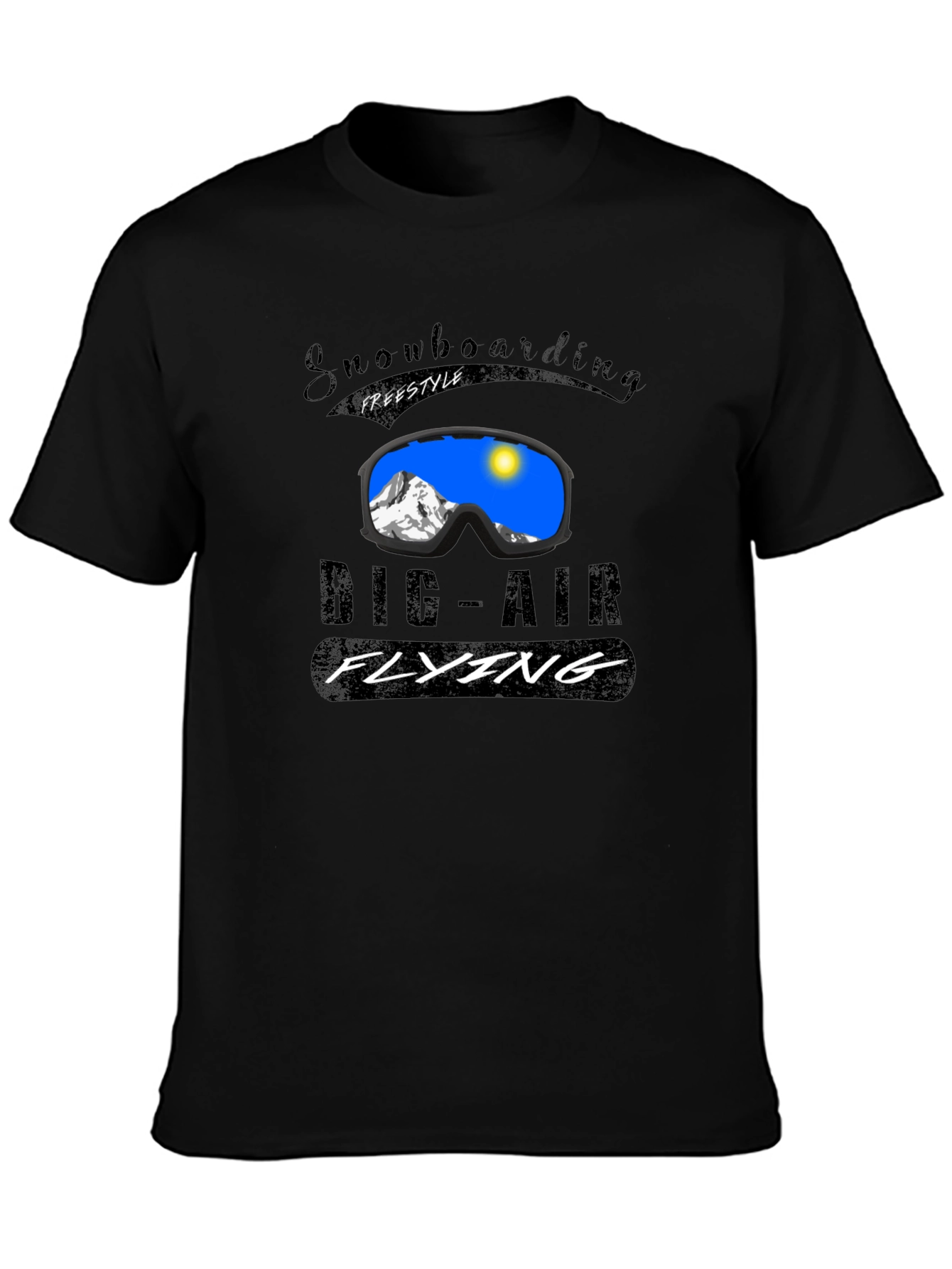 Snowboarding Big-Air Flying Graphic Tee - Black