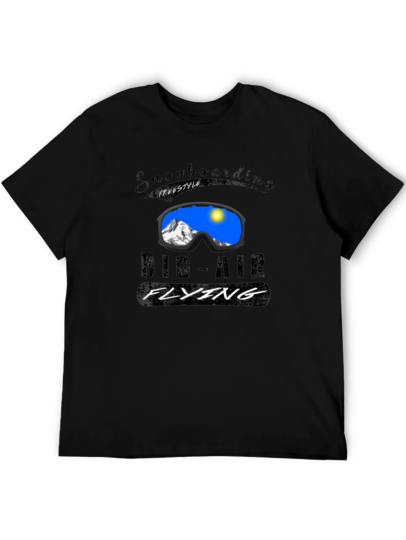 Snowboarding Big-Air Flying Graphic Tee - Black