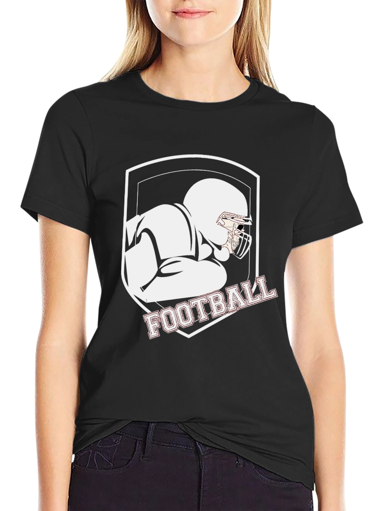 Football Player Graphic Tee - Black