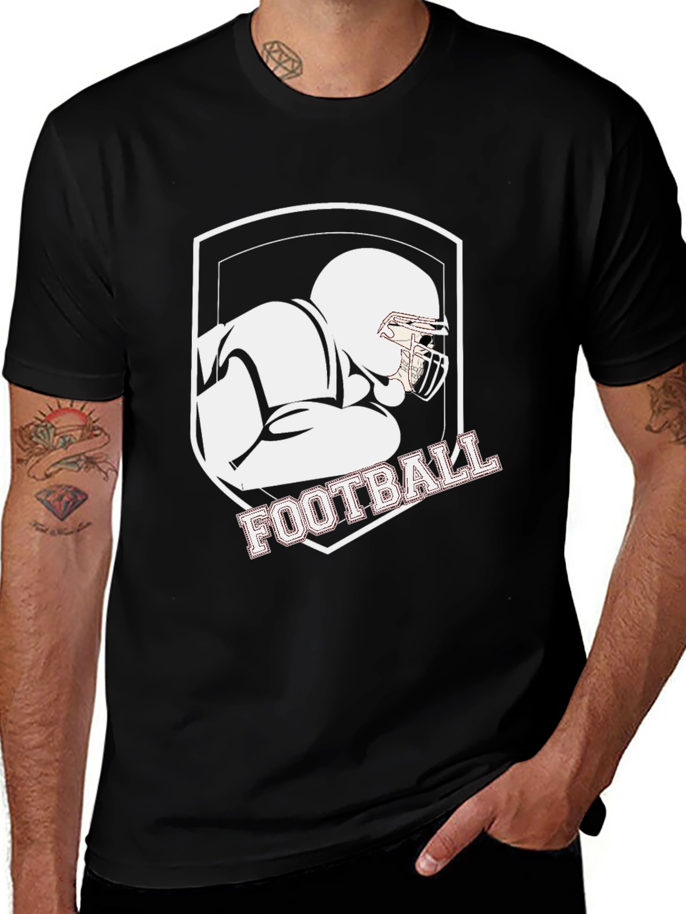Football Player Graphic Tee - Black