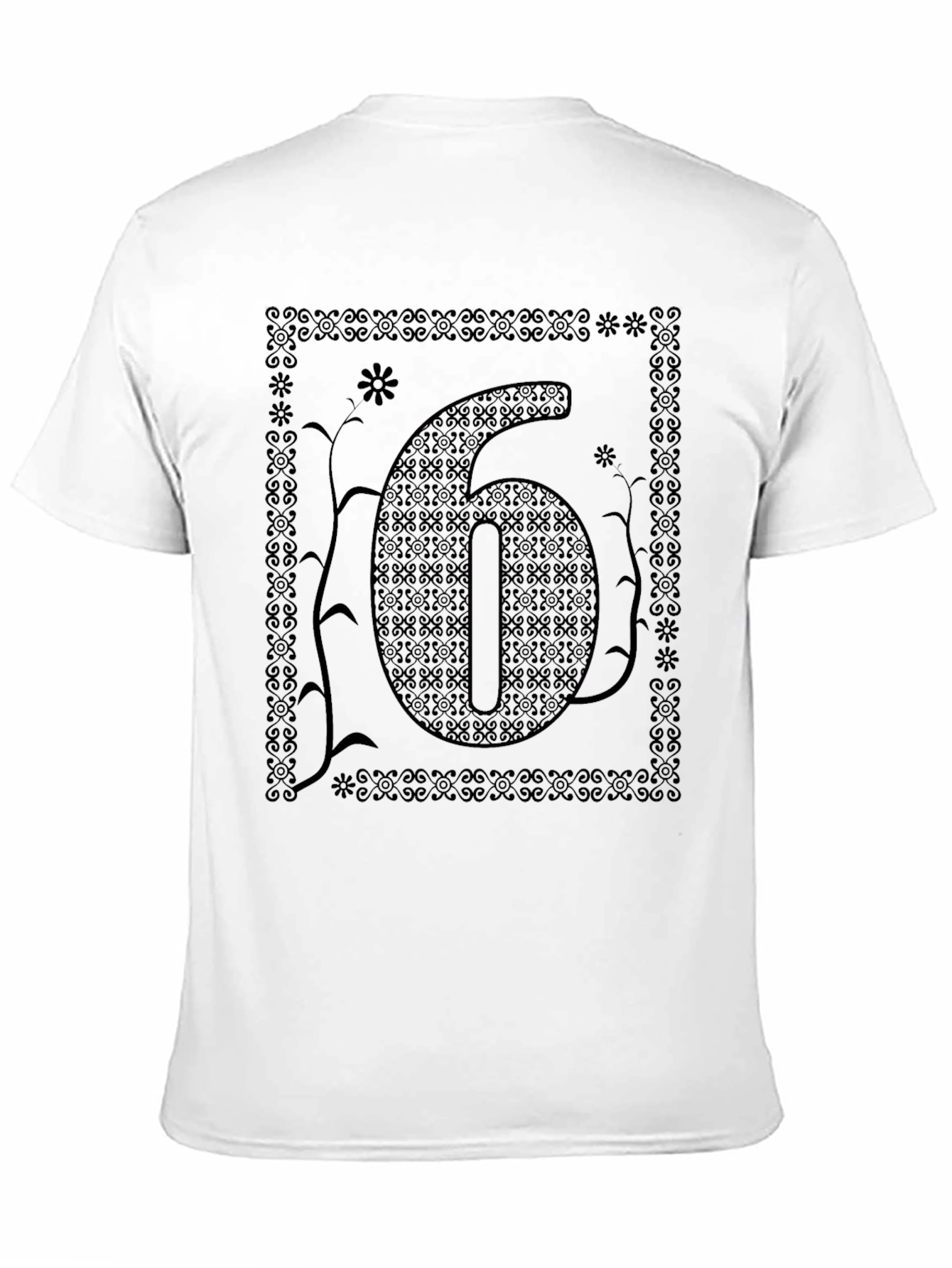 Abstract Number Six Graphic Tee - Black