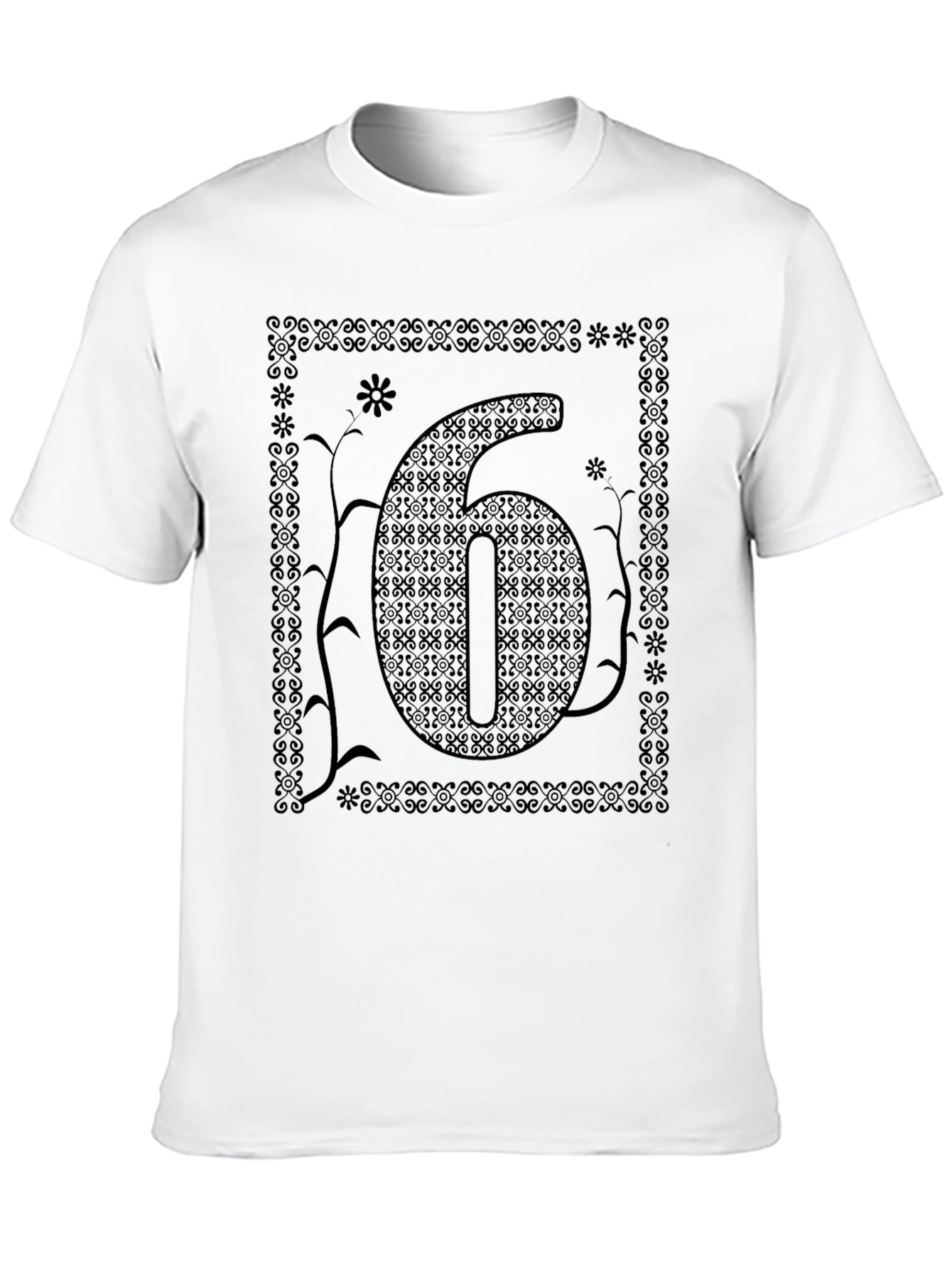 Abstract Number Six Graphic Tee - Black