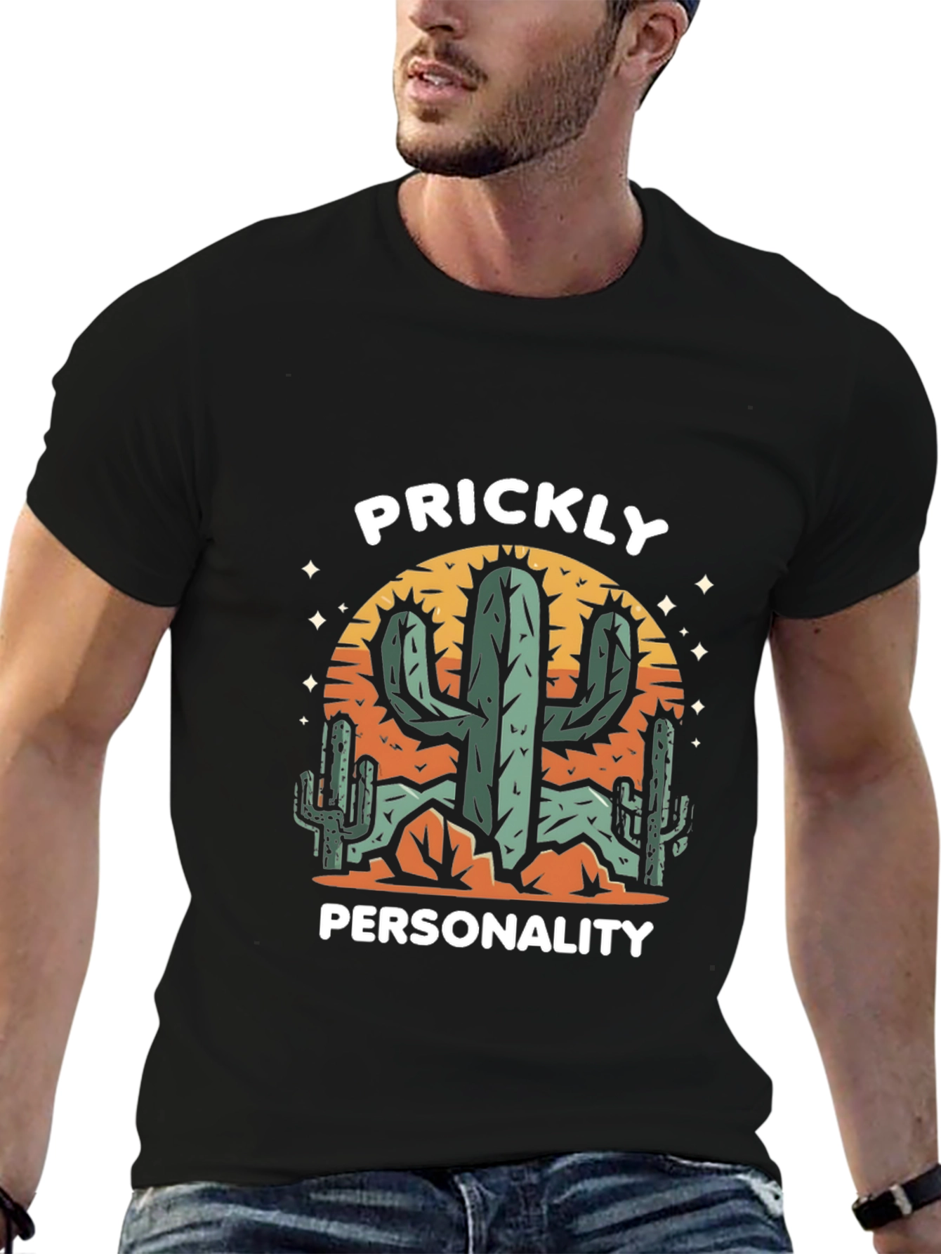 Prickly Personality Cactus Graphic T-Shirt