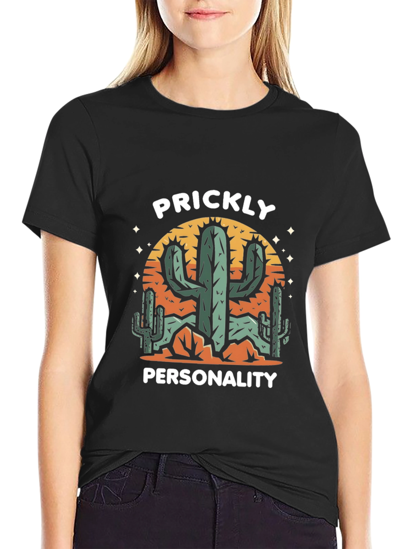 Prickly Personality Cactus Graphic T-Shirt
