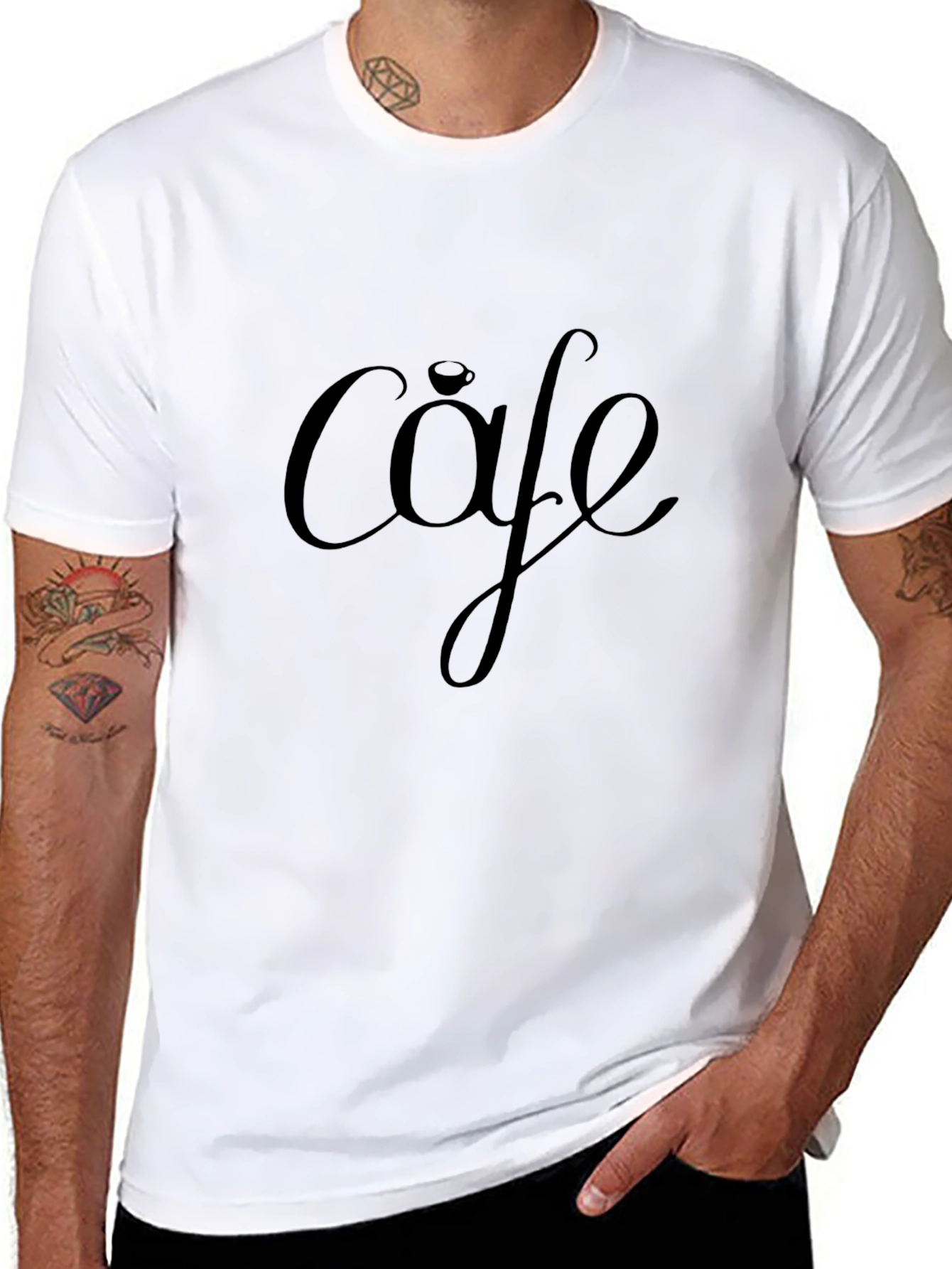 Cafe T-Shirt - Relaxed Fit Black Casual Wear