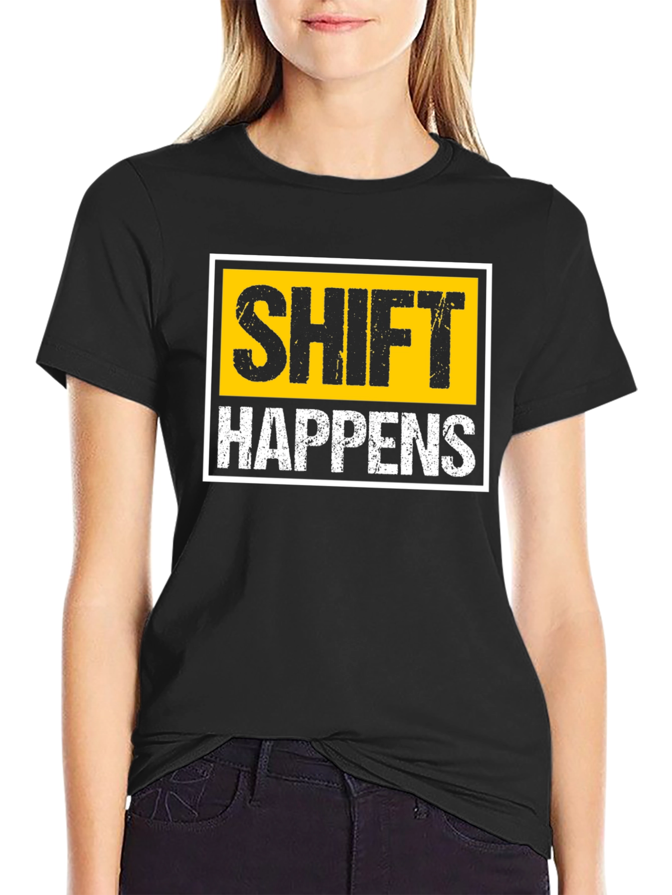Shift Happens Graphic T-Shirt - Black Cotton Tee