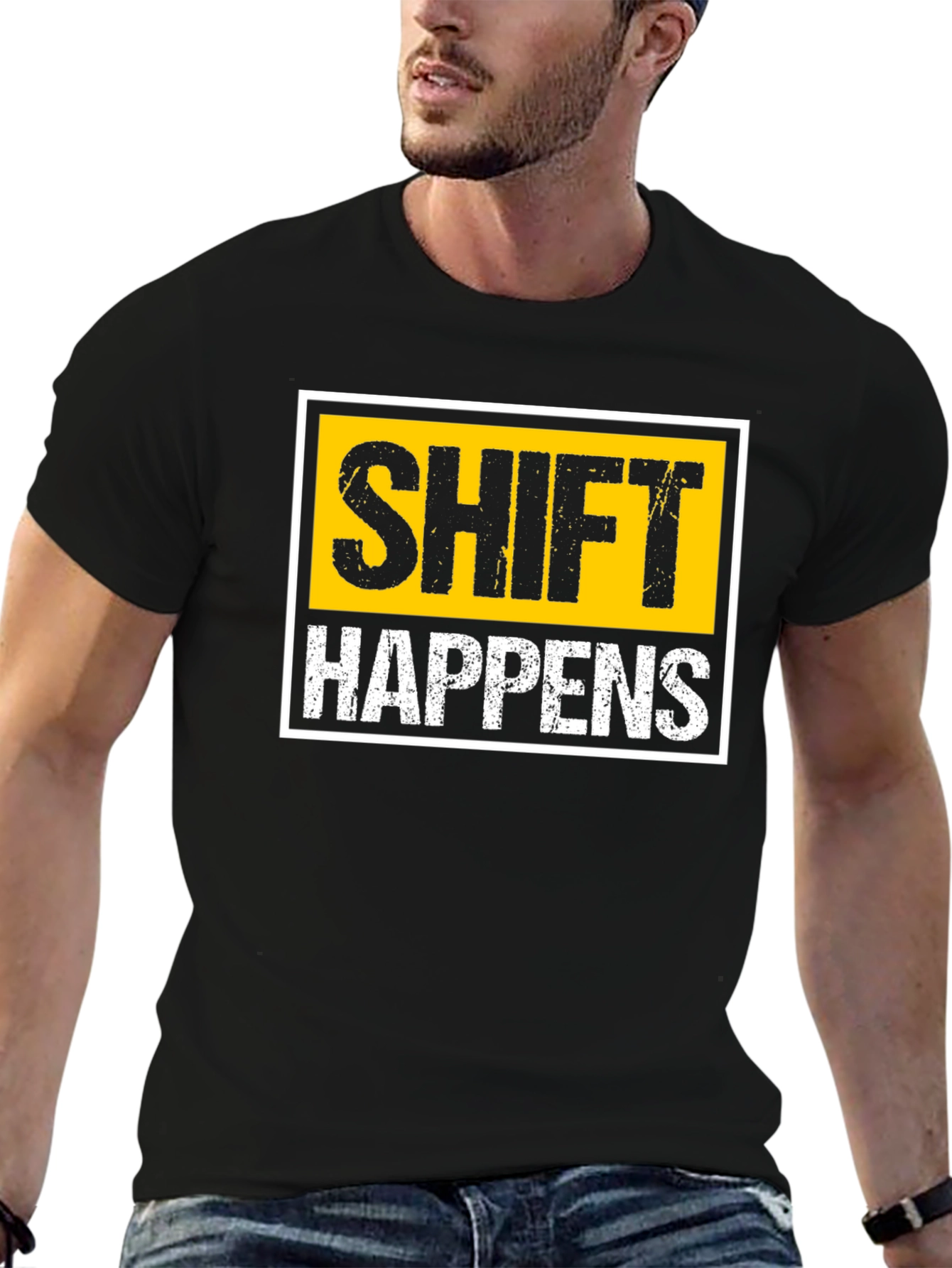 Shift Happens Graphic T-Shirt - Black Cotton Tee