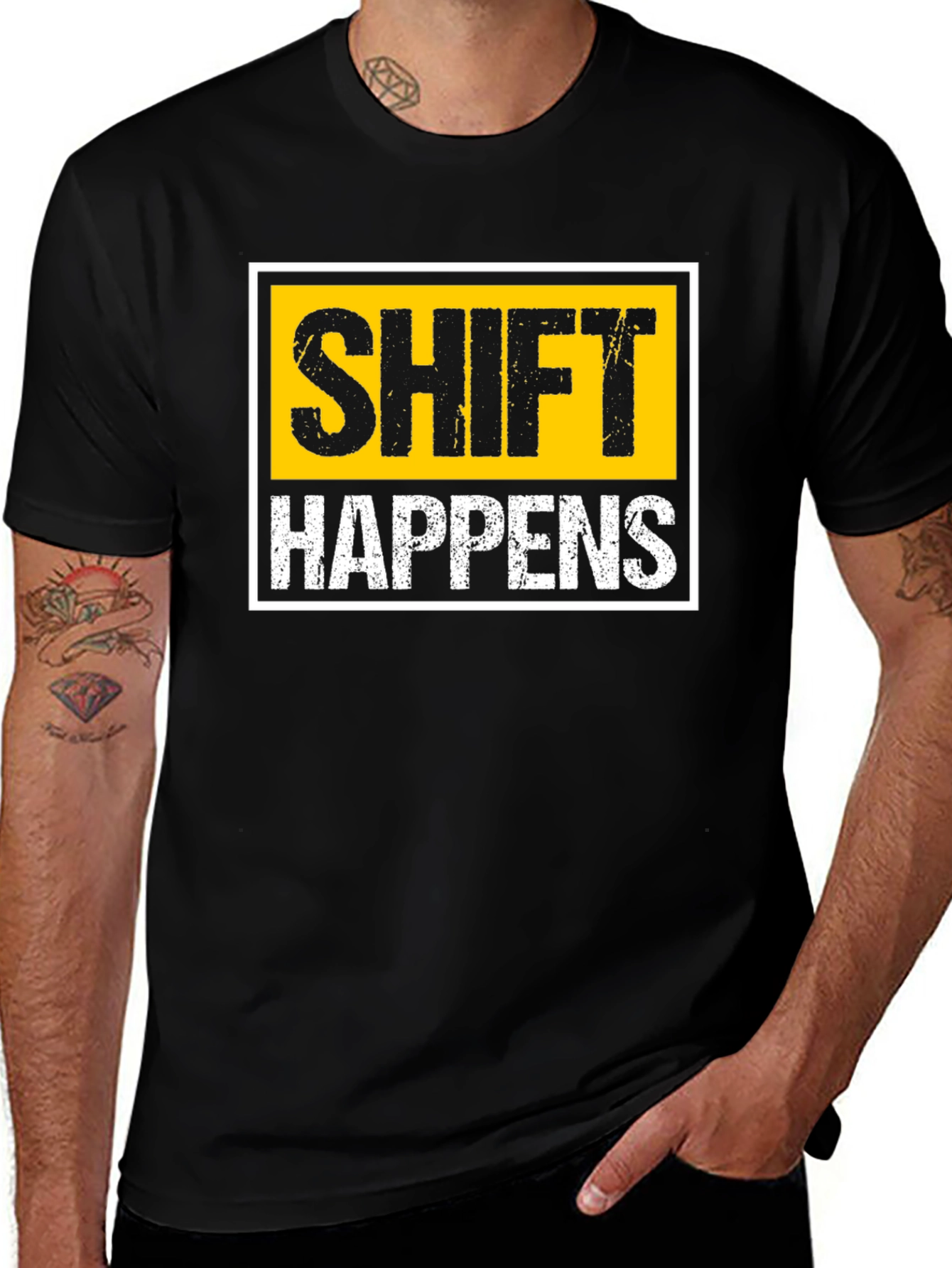 Shift Happens Graphic T-Shirt - Black Cotton Tee