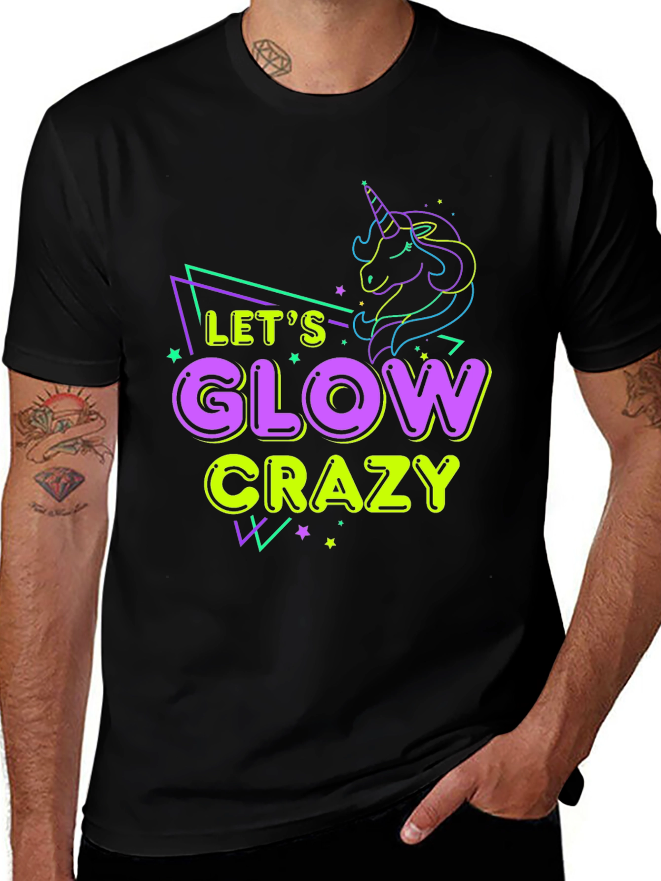 Lets Glow Crazy Unicorn Graphic Tee