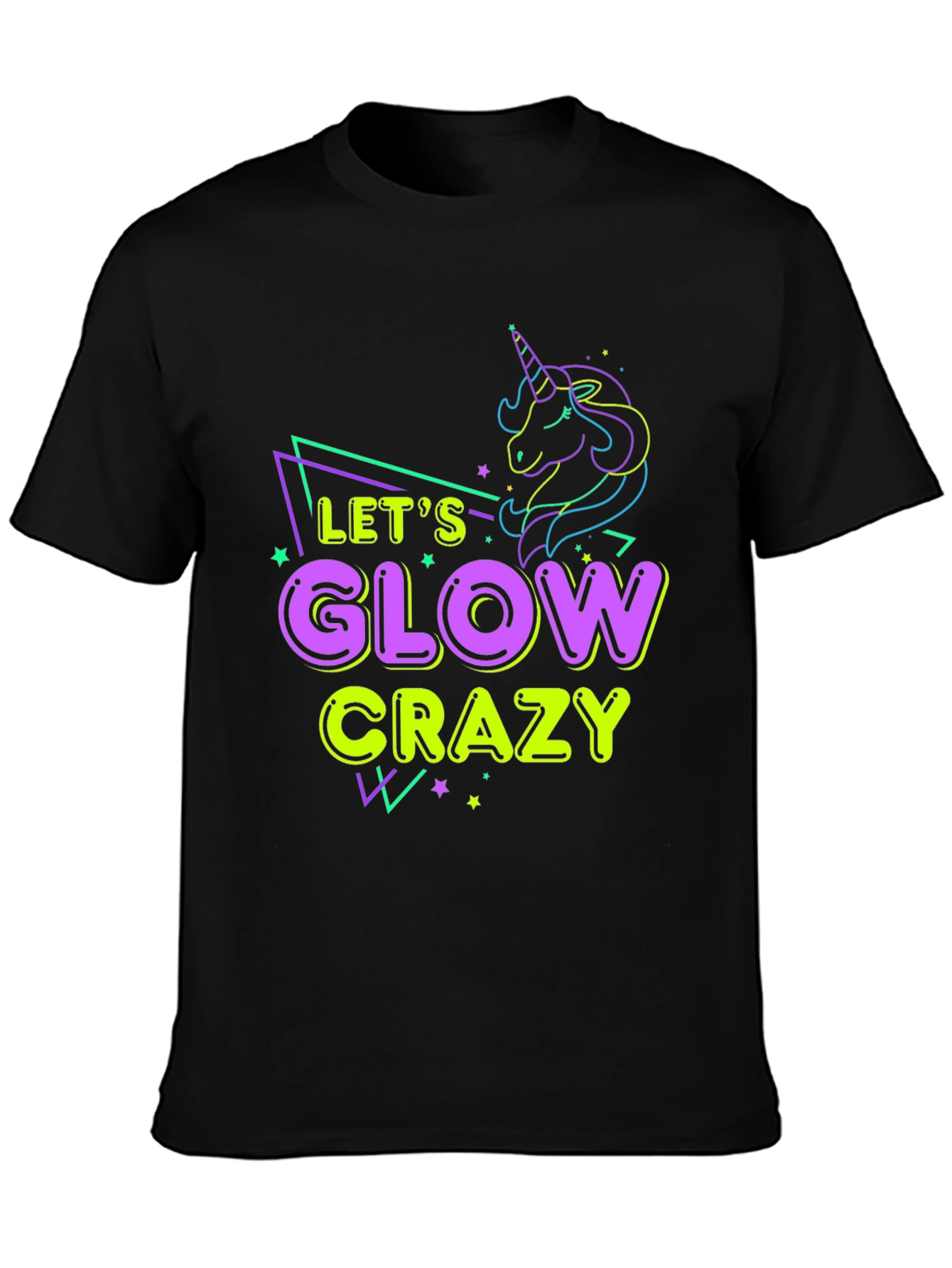 Lets Glow Crazy Unicorn Graphic Tee