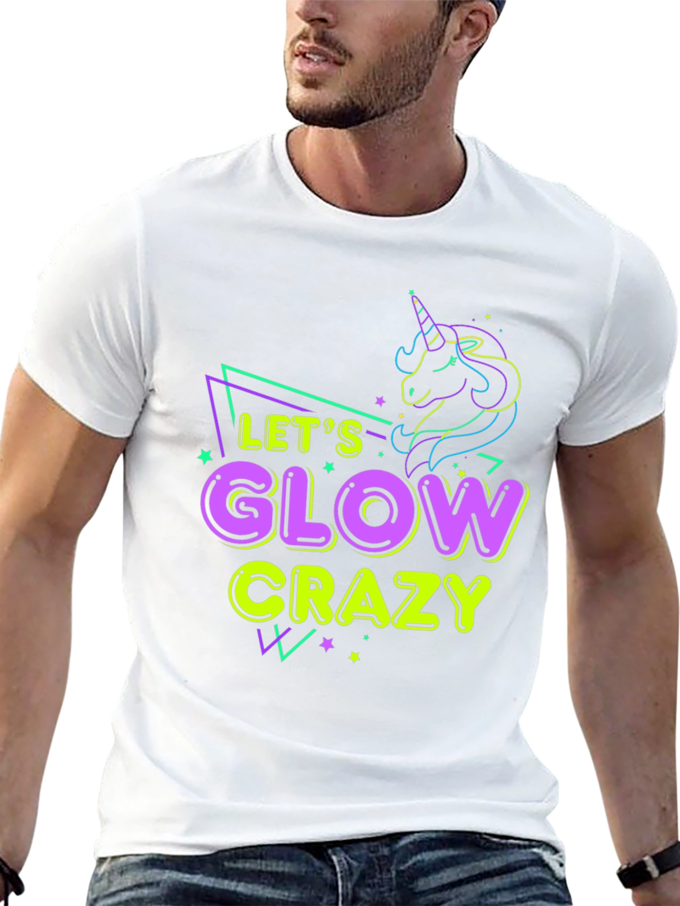 Lets Glow Crazy Unicorn Graphic Tee