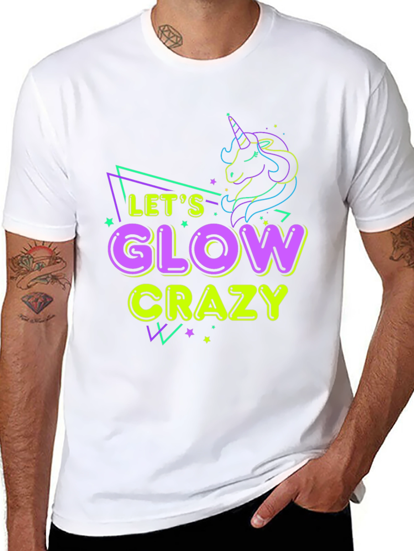 Lets Glow Crazy Unicorn Graphic Tee