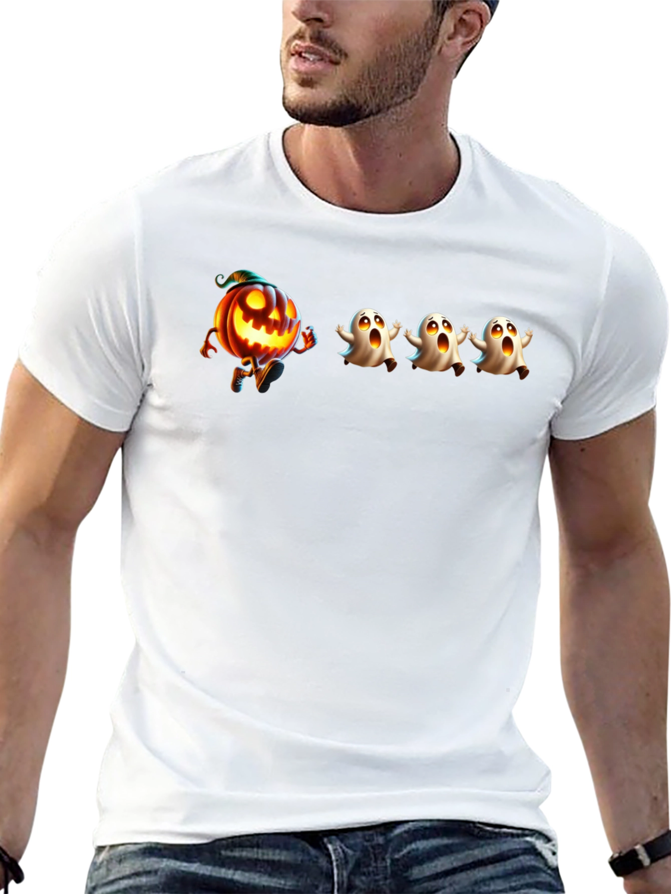 Halloween Pumpkin Chase Black T-Shirt