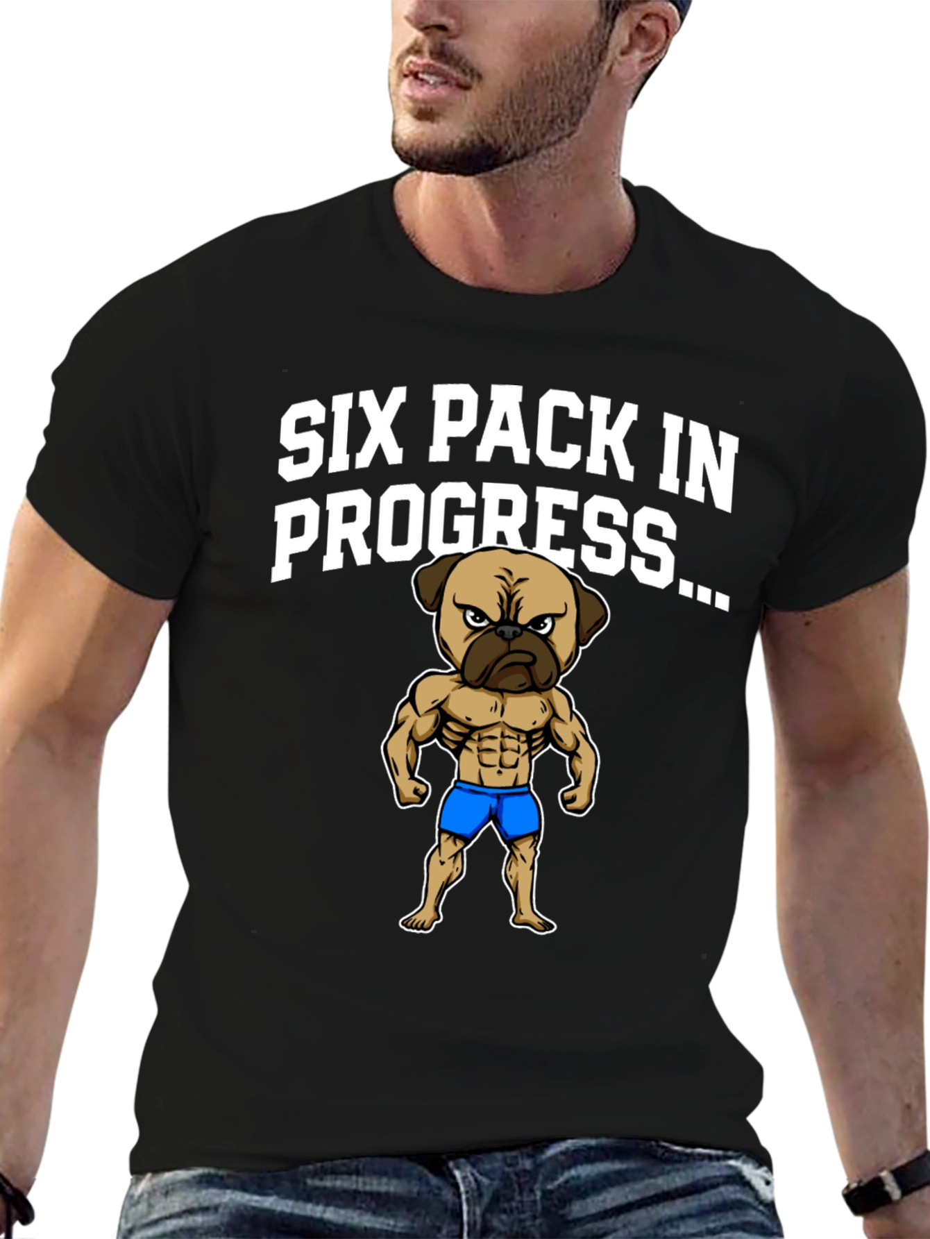 Six Pack Pug T-Shirt - Funny Workout Shirt