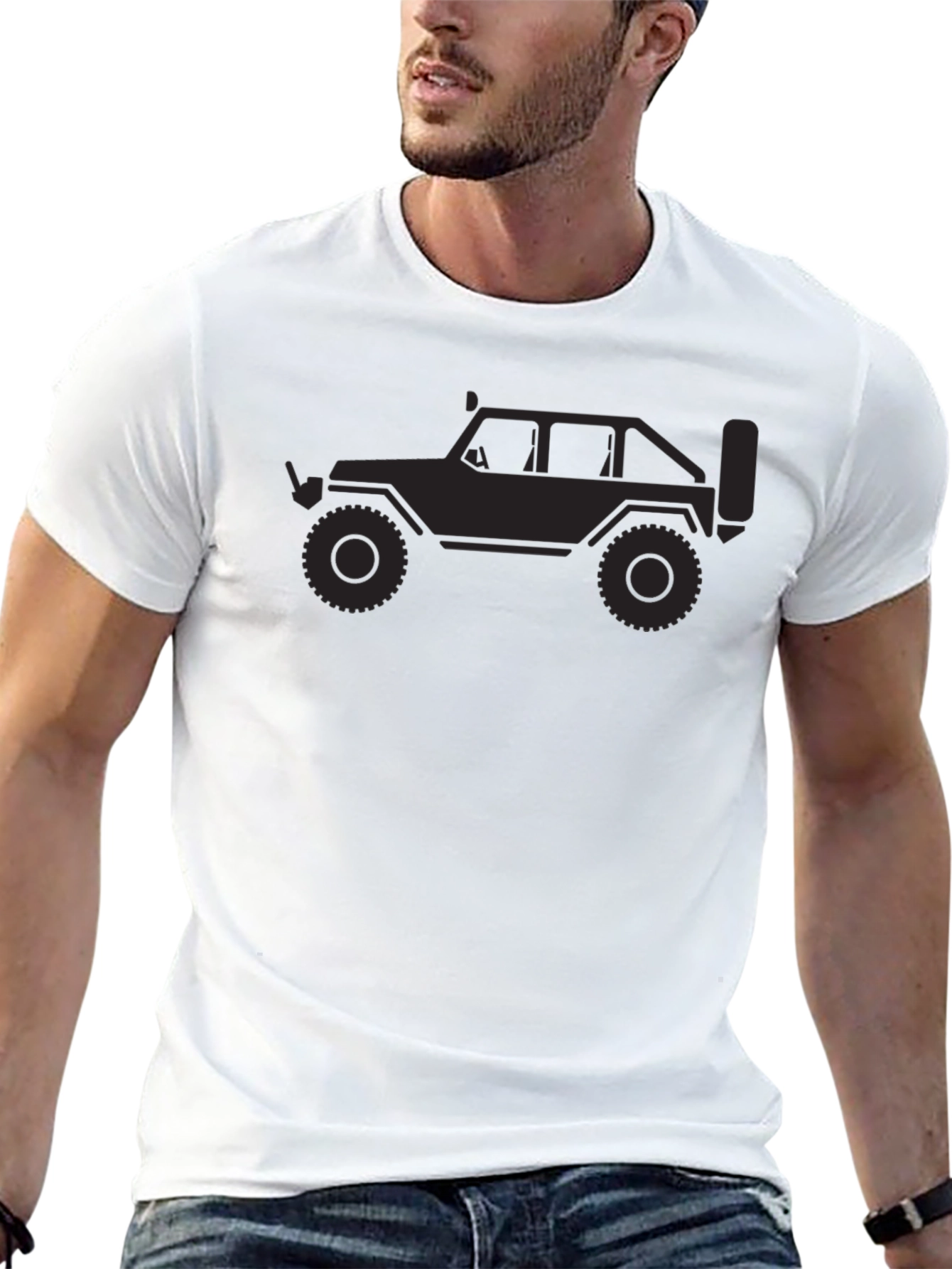 Black T-Shirt with Jeep Graphic