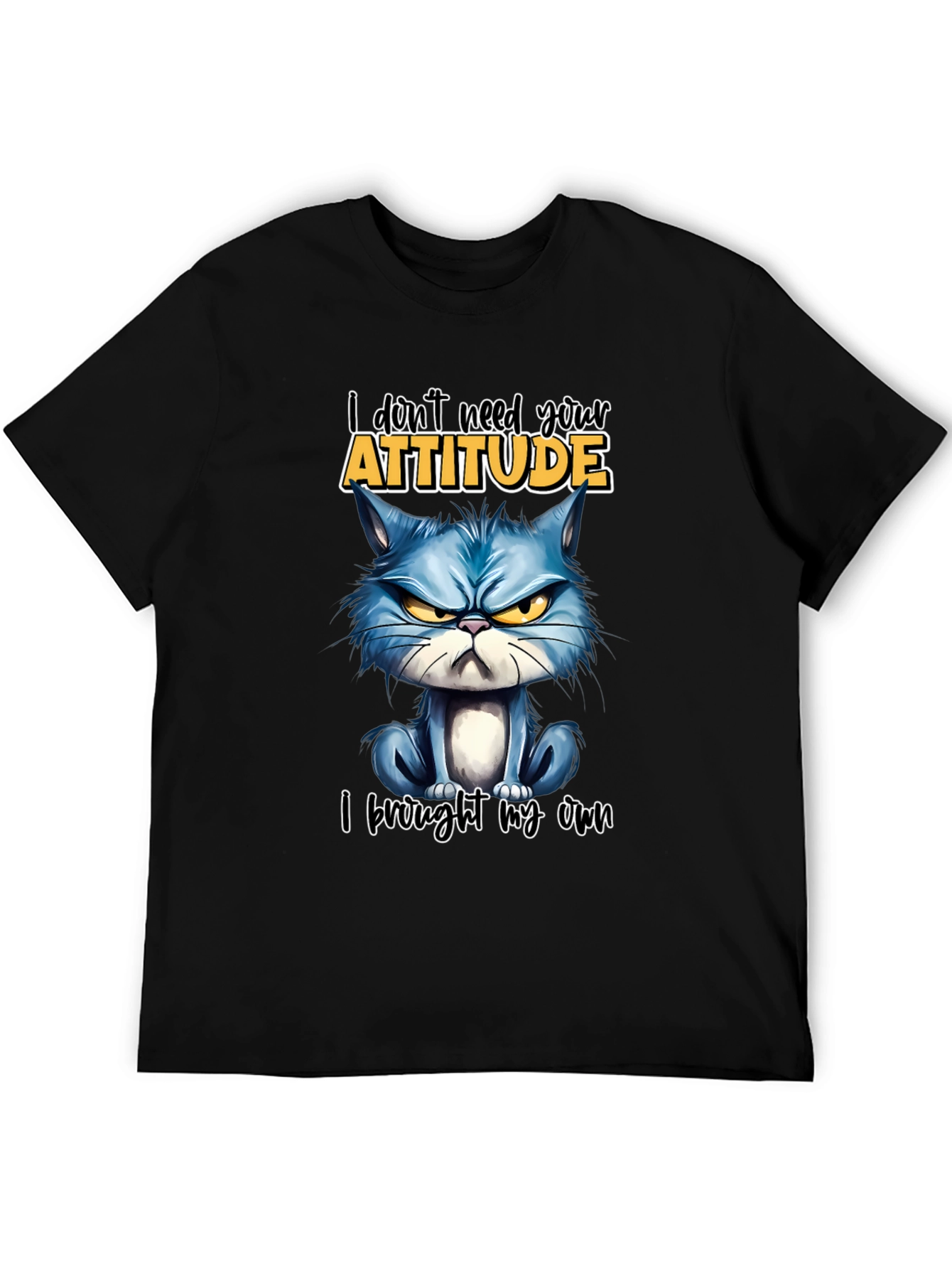 Attitude Cat Graphic T-Shirt - Black