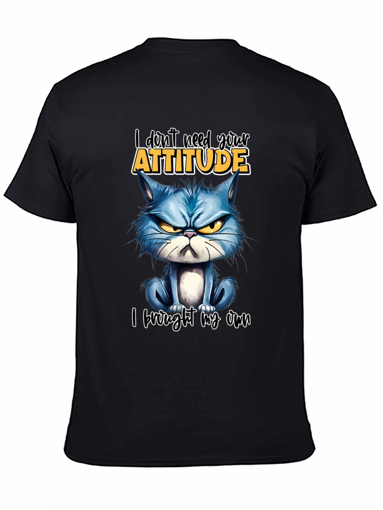 Attitude Cat Graphic T-Shirt - Black