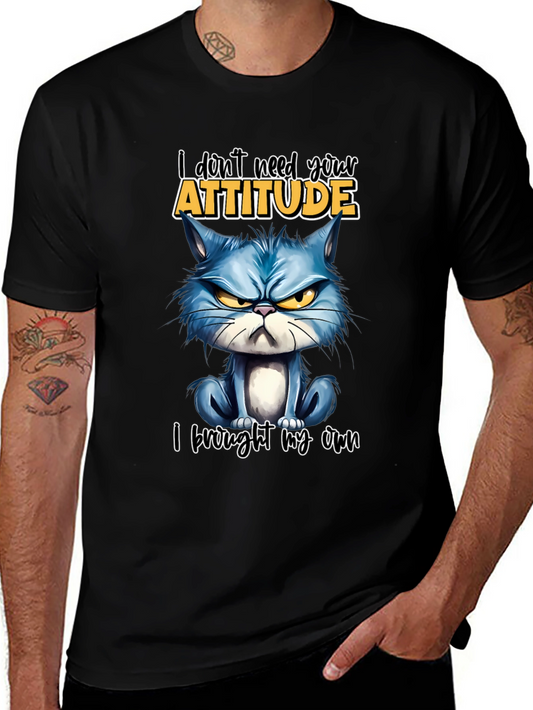 Attitude Cat Graphic T-Shirt - Black